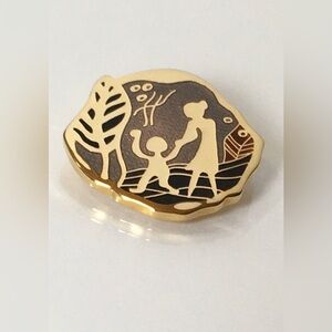 Vintage Enamel de Passille Sylvestre Brooch Pin Mother / Woman & Child